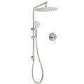 WELS Brushed Nickel Dual Shower Set Sliding Rail Arm 12" Round Head Handheld Wall Mixer