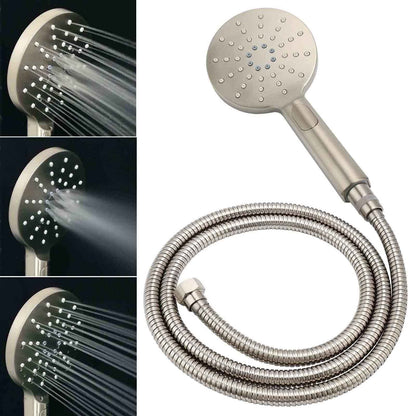 Brushed Nickel 2in1 Round 12" Stainless Steel Rainfall Head Shower Handheld Sliding Rail Arm Set