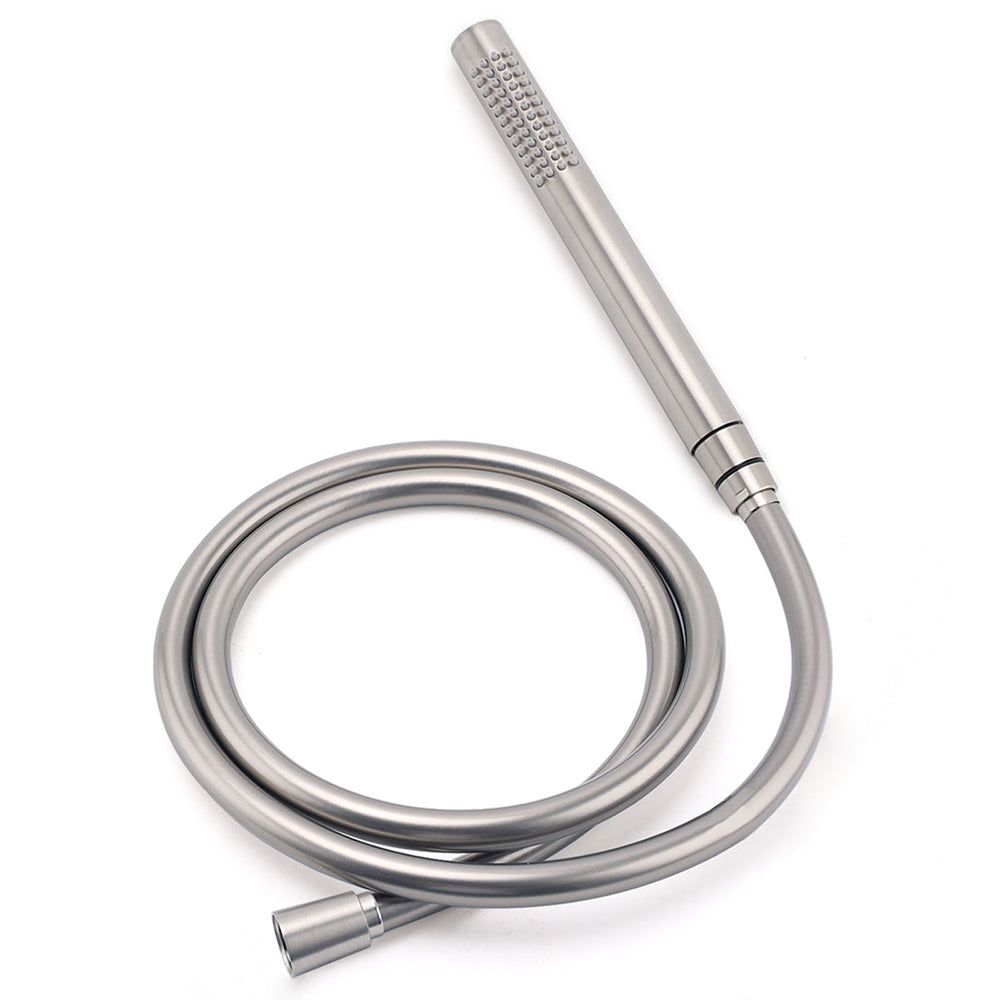 Brushed Nickel 8" Thin Rain Head Twin Shower Metal Handheld Rose Sliding Rail Arm Set With Mixer