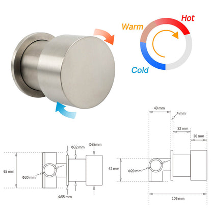 Brushed Nickel 8" Thin Rain Head Twin Shower Metal Handheld Rose Sliding Rail Arm Set With Mixer