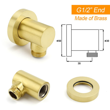 Brushed Gold 12" Large Shower Head One Spray Mode Handheld Rose Sliding Rail Arm Round Mixer Set