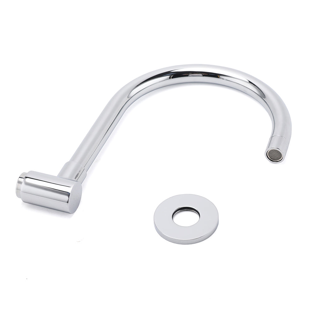 Chrome Round Gooseneck Arm Faucet Water Outlet Wall Mounted Swivel Bathtub Spout