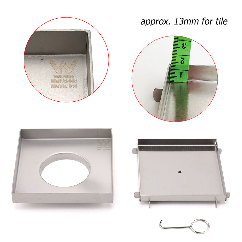 Square 150x150mm Tile Insert Floor Drain 80mm Waste Stainless Steel Shower Grate