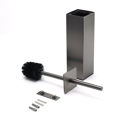 Bathroom Gun Metal Grey Square Toilet Brush 304 Stainless Steel Holder Cup Kit