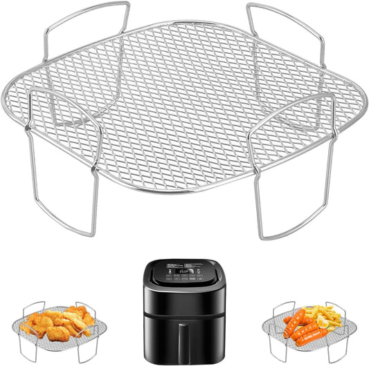 Square air fryer rack - Air fryer baking pan - Air fryer accessories - Stainless steel - 20 cm.