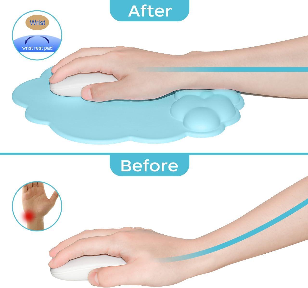 Mouse pad - Mouse pad with wrist rest - Ergonomic mouse pad - Mouse pad with leather surface, suitable for computers, laptops, office, home and travel, with non-slip bottom.