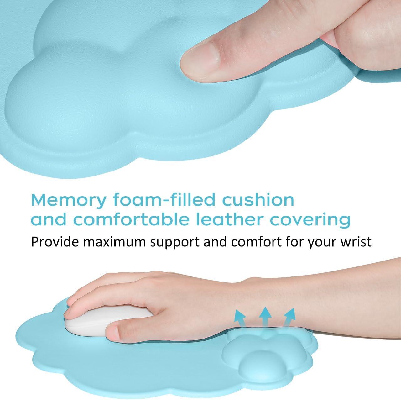 Mouse pad - Mouse pad with wrist rest - Ergonomic mouse pad - Mouse pad with leather surface, suitable for computers, laptops, office, home and travel, with non-slip bottom.