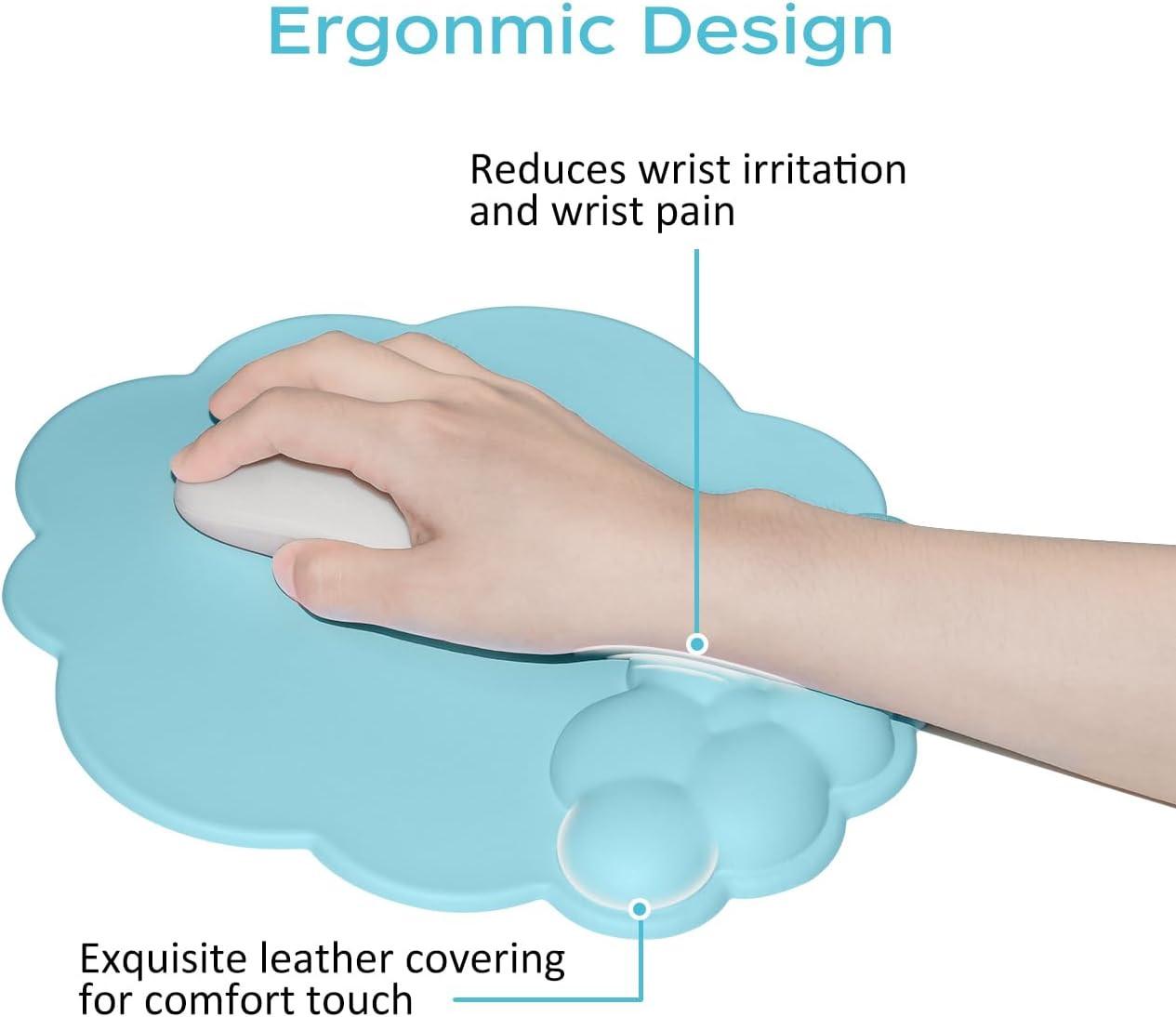 Mouse pad - Mouse pad with wrist rest - Ergonomic mouse pad - Mouse pad with leather surface, suitable for computers, laptops, office, home and travel, with non-slip bottom.