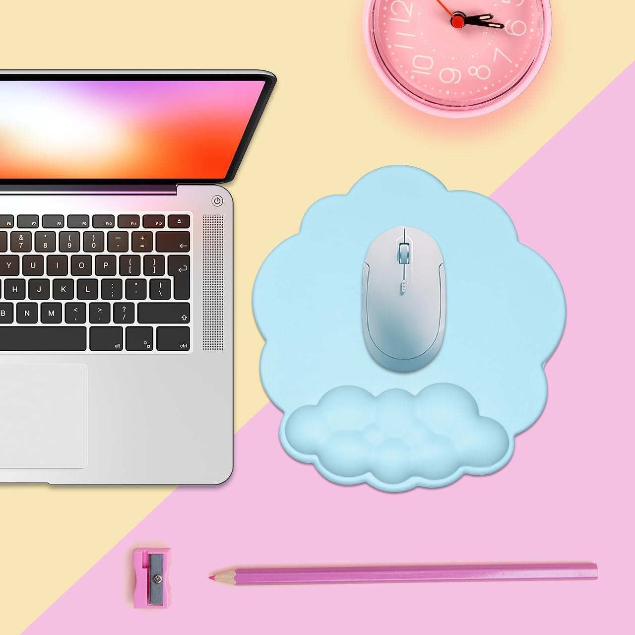 Mouse pad - Mouse pad with wrist rest - Ergonomic mouse pad - Mouse pad with leather surface, suitable for computers, laptops, office, home and travel, with non-slip bottom.