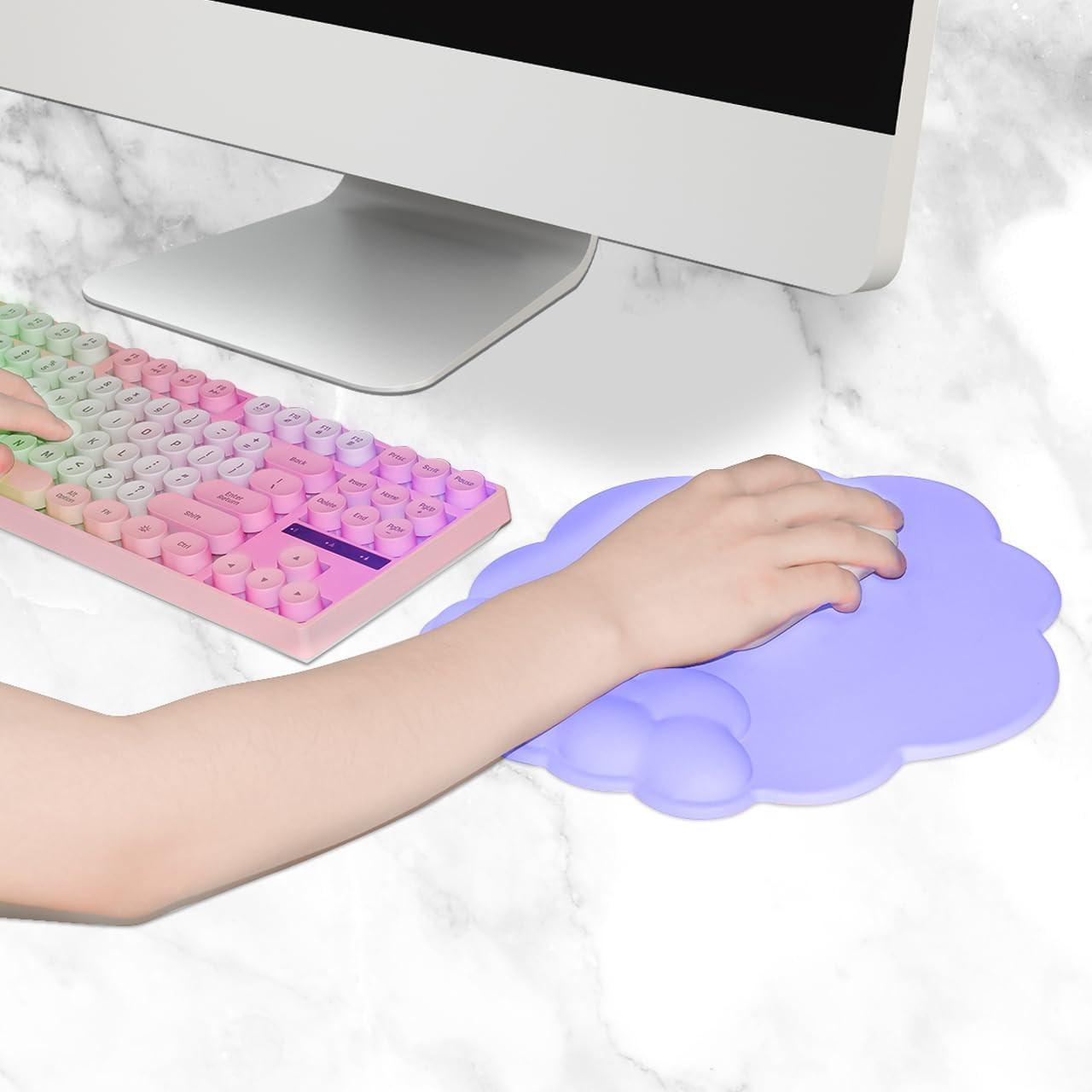 Mouse pad - Mouse pad with wrist rest - Ergonomic mouse pad - Mouse pad with leather surface, suitable for computers, laptops, office, home and travel, with non-slip bottom.