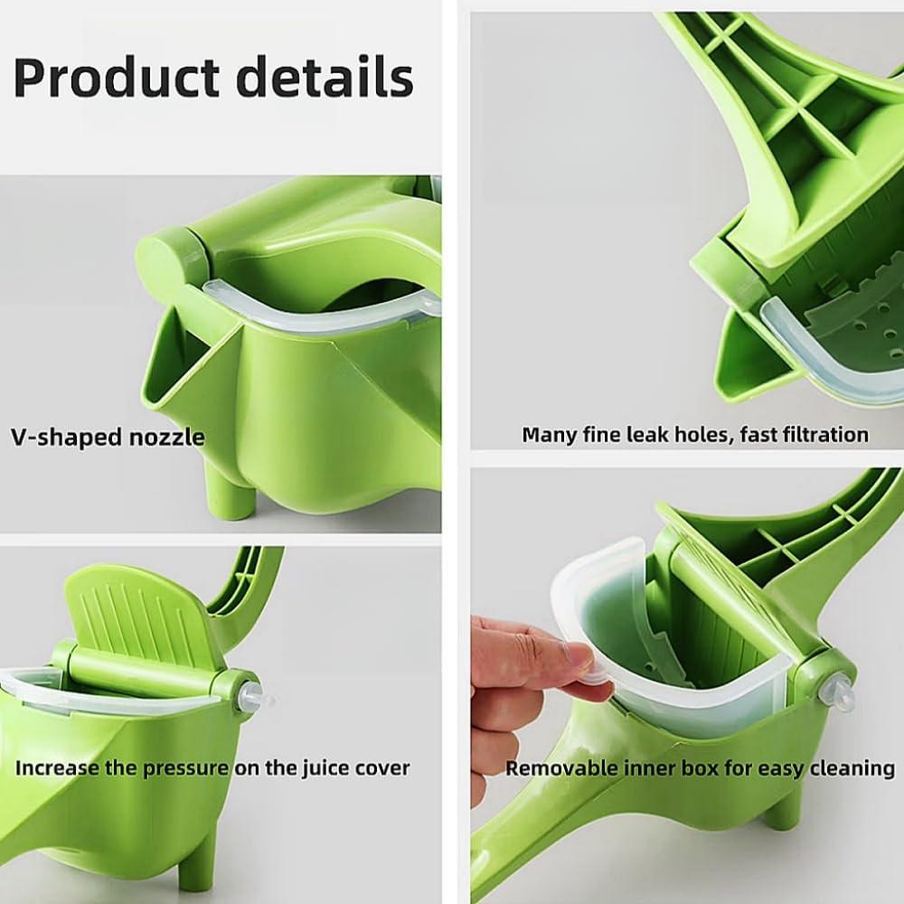 Manual Juicer - Fruit and Vegetable Juicers - Portable Multifunctional Lemon and Orange Juicer for Home Use - High Efficiency Juicing Appliance - Light Green.