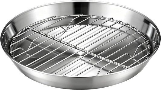 Baking tray for air fryer - Air fryer baking pan - Air fryer accessories - Baking tray with rack - Made of 304 stainless steel - 16 cm.