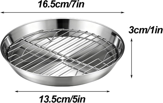 Baking tray for air fryer - Air fryer baking pan - Air fryer accessories - Baking tray with rack - Made of 304 stainless steel - 16 cm.