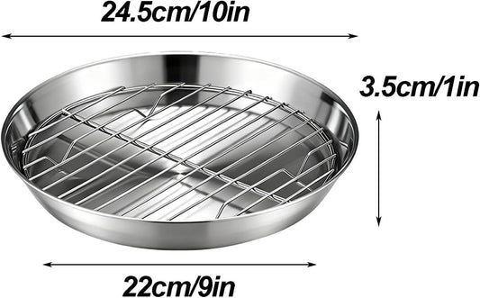Baking tray for air fryer - Air fryer baking pan - Air fryer accessories - Baking tray with rack - Made of 304 stainless steel - 25 cm.