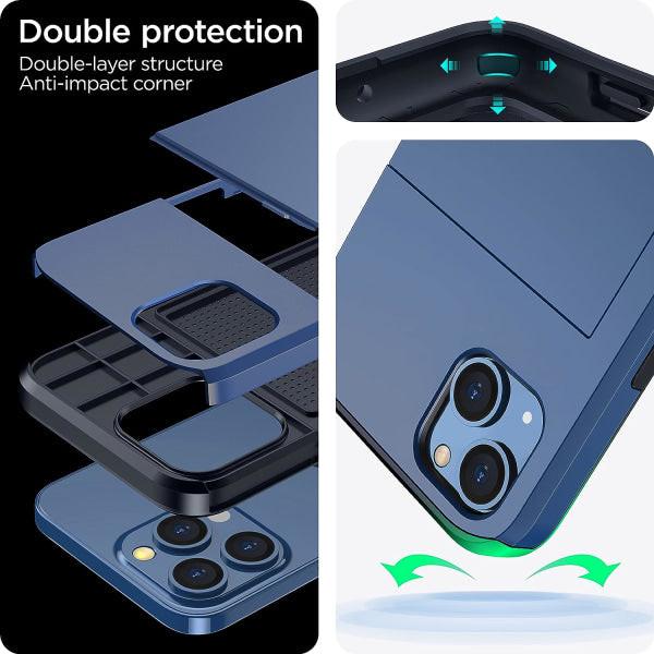 2023 new iPhone 14 case with card holder, Wireless charging compatible iPhone 14 Wallet case, Slim shockproof iPhone 14 case Wallet (blue)_max.