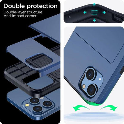 2023 new iPhone 14 case with card holder, Wireless charging compatible iPhone 14 Wallet case, Slim shockproof iPhone 14 case Wallet (blue)_max.
