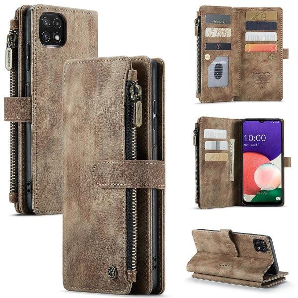 Compatible with Samsung Galaxy A22 5G Case Wallet Durable PU Leather Magnetic Flip Zipper Card Holder - Brown Brown ingen_max.