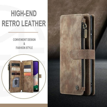 Compatible with Samsung Galaxy A22 5G Case Wallet Durable PU Leather Magnetic Flip Zipper Card Holder - Brown Brown ingen_max.