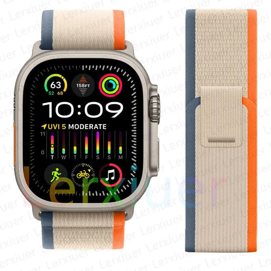 Trail strap for Apple Watch Ultra 2 band 49mm 44mm 45mm 40mm 41mm 38mm 42mm 45 44mm bracelet iWatch series 8 9 7 6 5 3 see Orange Beige Orange Beige 42 44 45 49mm.