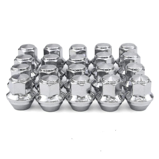 Aluminum Wheel Nuts. M12 X 1.5 Conical 19mm Hex Replacement for Ford Alloy Wheels (Silver).