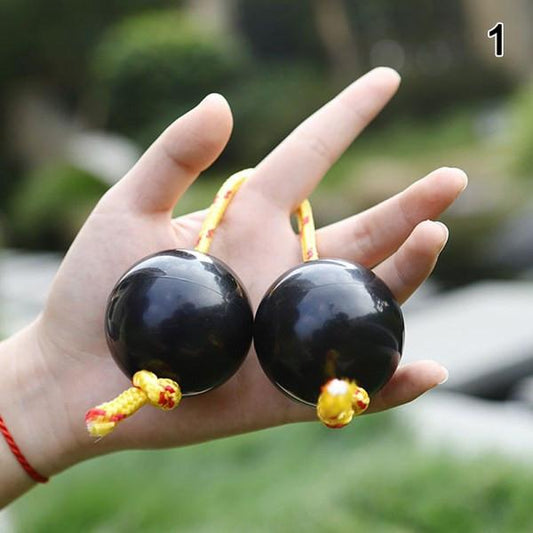 Shaker Rattle Double Gourd Polyrhythmic Percussion Instrument Black.