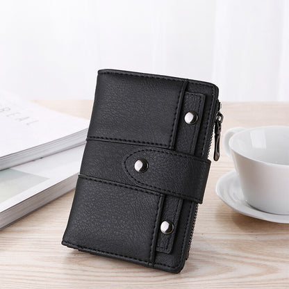 The New Fashion Foldable Small Wallet Women Leather Card Holder Wallet Blue