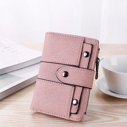 The New Fashion Foldable Small Wallet Women Leather Card Holder Wallet Blue