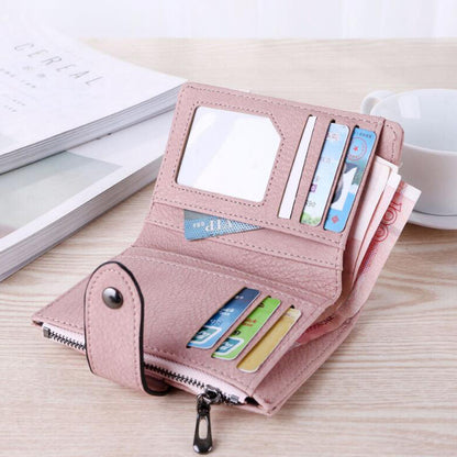 The New Fashion Foldable Small Wallet Women Leather Card Holder Wallet Blue