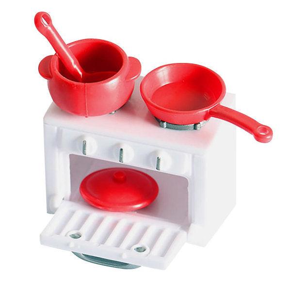 Toys Children Pretend Cooking Stove Mini House Gas Stove Mini Stove Model Miniature Stove Play Kitchen Cooking Toyï¼5.8X4.2X3.6CMï¼White Redï¼.