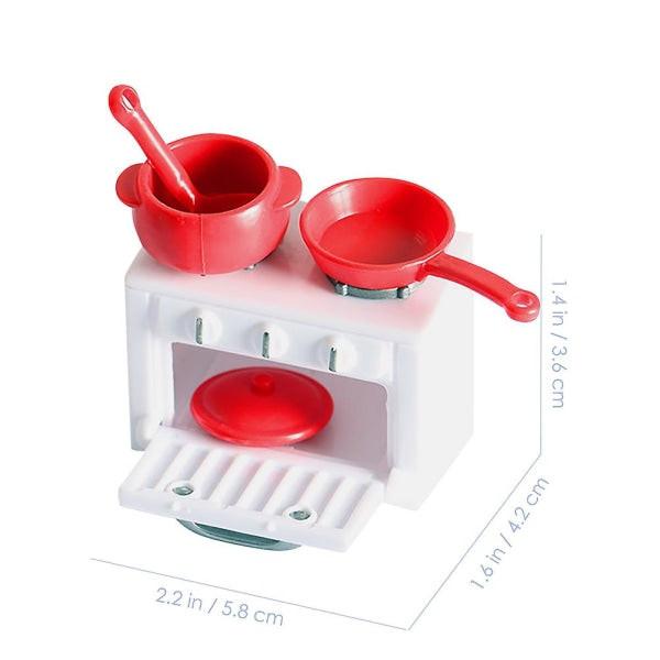 Toys Children Pretend Cooking Stove Mini House Gas Stove Mini Stove Model Miniature Stove Play Kitchen Cooking Toyï¼5.8X4.2X3.6CMï¼White Redï¼.