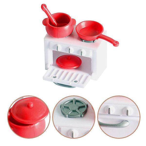 Toys Children Pretend Cooking Stove Mini House Gas Stove Mini Stove Model Miniature Stove Play Kitchen Cooking Toyï¼5.8X4.2X3.6CMï¼White Redï¼.
