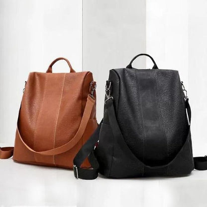 Women's Backpack Women's Leather Backpack School Bag Black/Brown Large Capacity All Match Fashion 1st Black