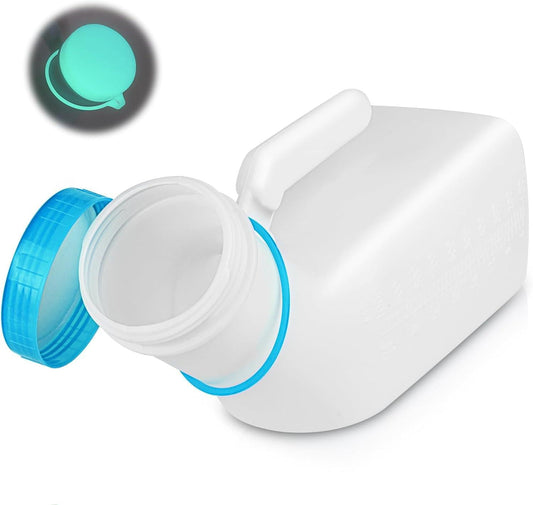 Urinal Bottle for Men, 1000ml Portable Pee Bottle with Screw Cap for Emergency Situations blue.