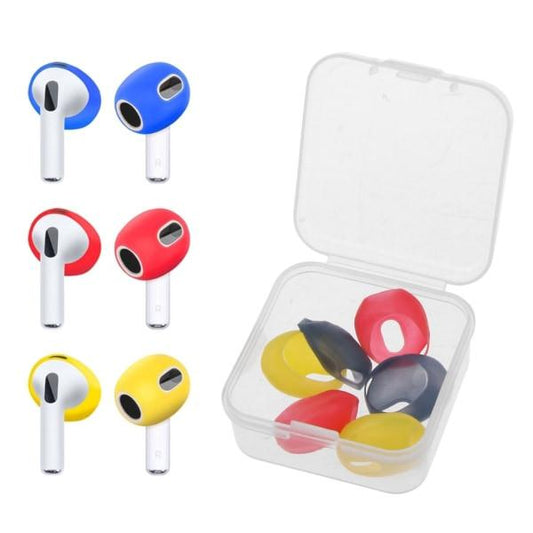 sets of earplugs for Airpods Pods 3 silicone ear caps Bluetooth compatible headphones Earplugs Ear cushions Ultra-thin anti-slip Blue red yellow Blue red yellow.
