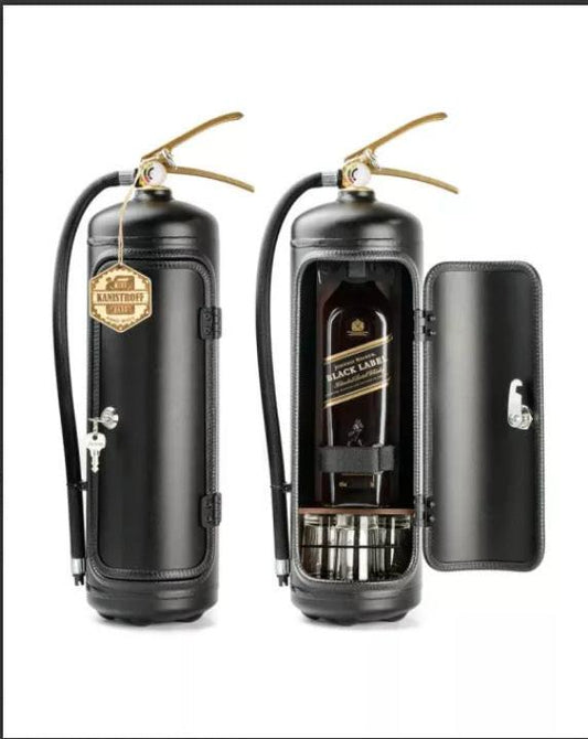 Fire Extinguisher Minibar Wine Cabinet Perfect Gift for Men black.