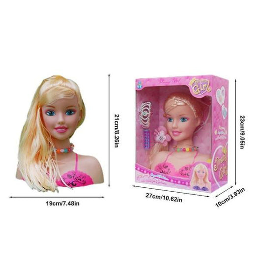 Makeup Pretend Play Set for Kids 17 Pcs Hairdresser Styling Head Doll Makeup Toy Educational Toy Gift for Kids Girls.