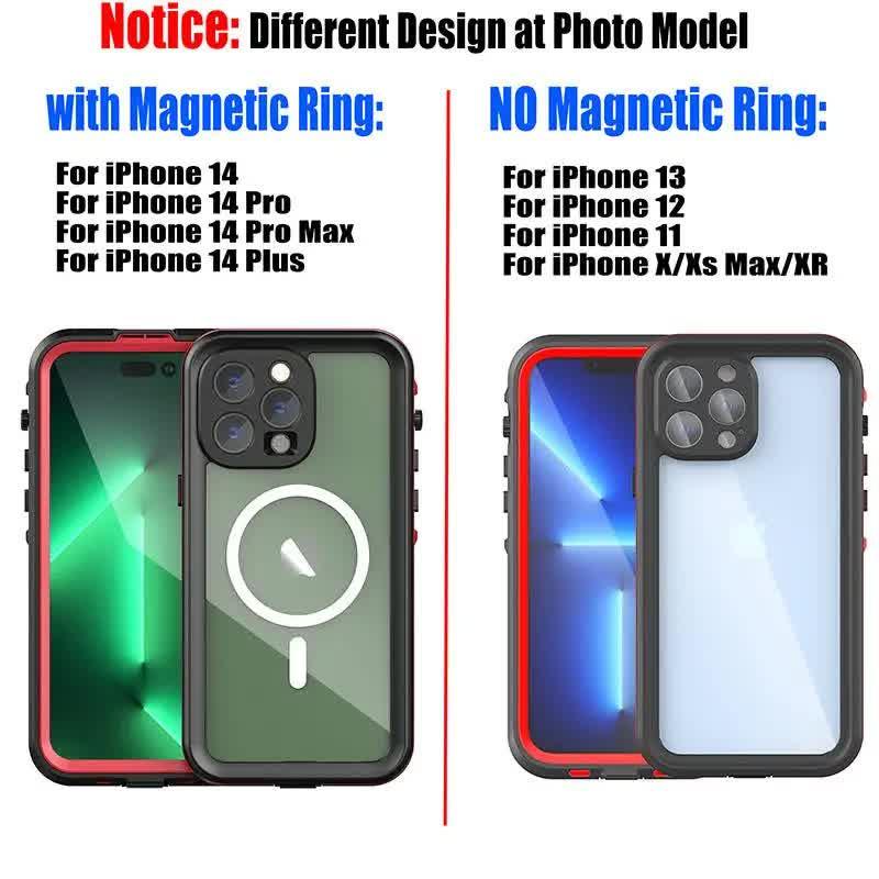 IP68 Waterproof Case for iPhone 15 14 13 12 11 Pro Max XS Max XR 7 8 RedPepper Transparent Protection Diving Underwater Swimming Outdoor Sports Grass Blue Grass Blue i-Phone 13.