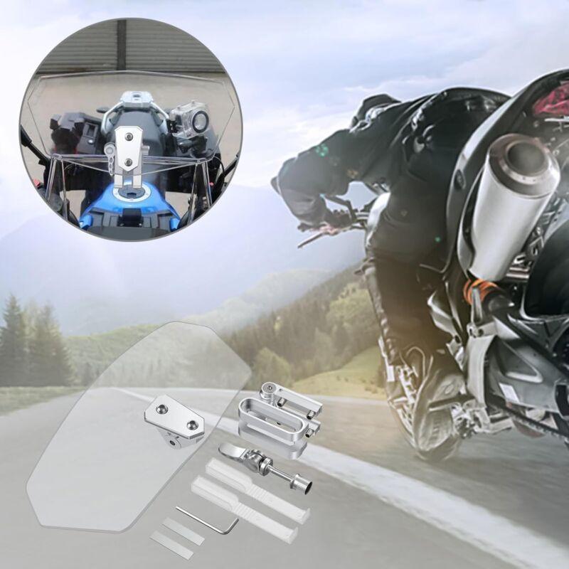 Motorcycle Windshield Adjustable Clip-On Windshield Spoiler Extension Wind Deflector for Motorcycle - Clear.