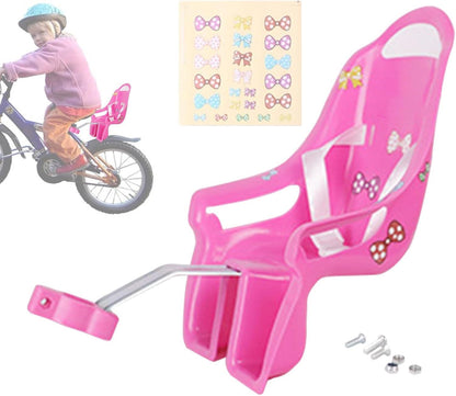 Doll Stroller Seat for Doll, Children's Bicycle Doll Seat with DIY Decals for Decoration PINK.
