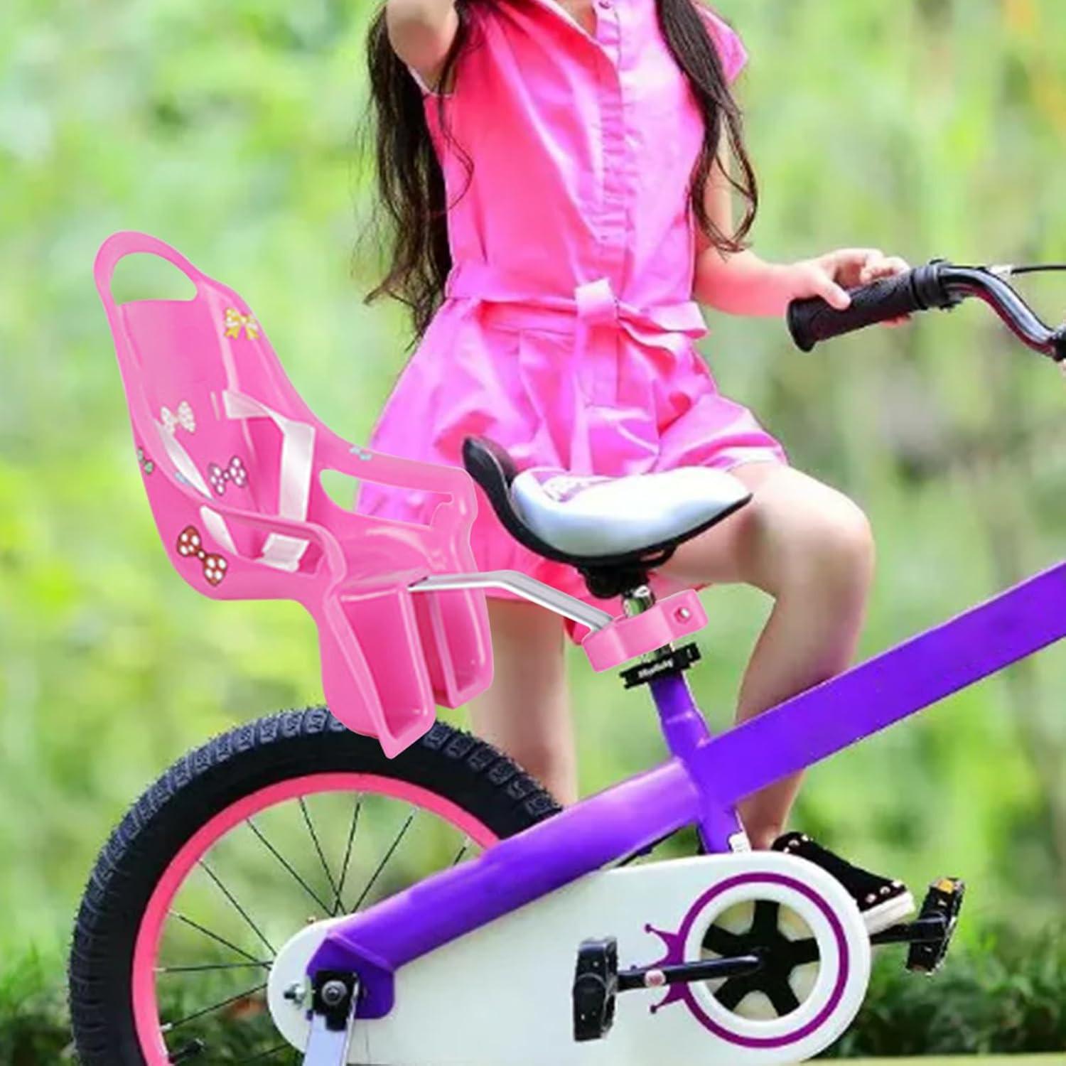 Doll Stroller Seat for Doll, Children's Bicycle Doll Seat with DIY Decals for Decoration PINK.