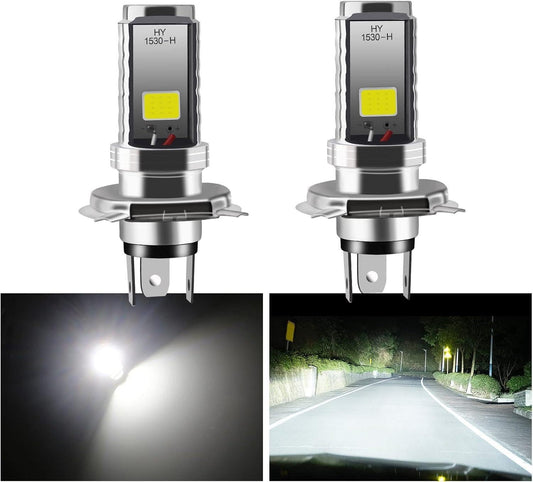 2PCS H4 LED Bulb, 12V Motorcycle/Car Headlight, 12W COB Bulbs Headlight LED Bulb for High Beam Headlight, High Beam/Low Beam.