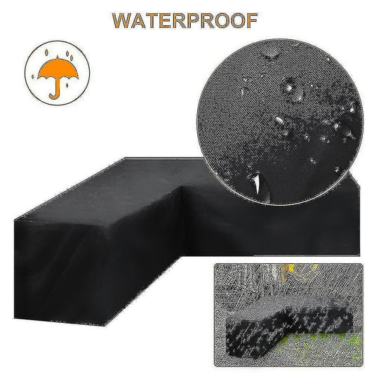 12 Sizes L-Shape All-Weather Cover Waterproof Rattan Corner Furniture Protector Garden Patio Outdoor Sofa Cover Dust Cover215*215*87cm