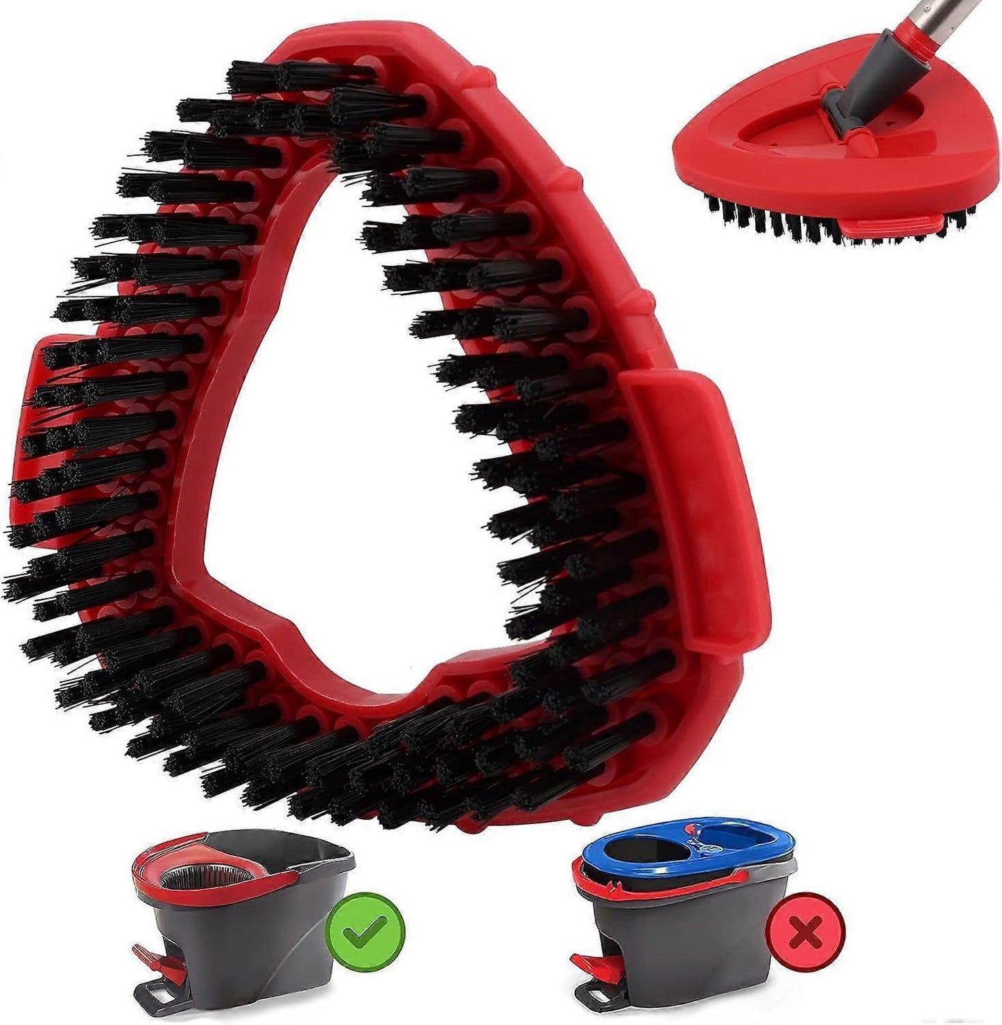 Mop Heads Replacement Scrubbing Brush Mop Head for Vileda Turbo Spin Mop, Hard Bristle Carpet Brush Cleaning Brush for Bathroom Garage Kitchen1x Brush 1x Brush Red.