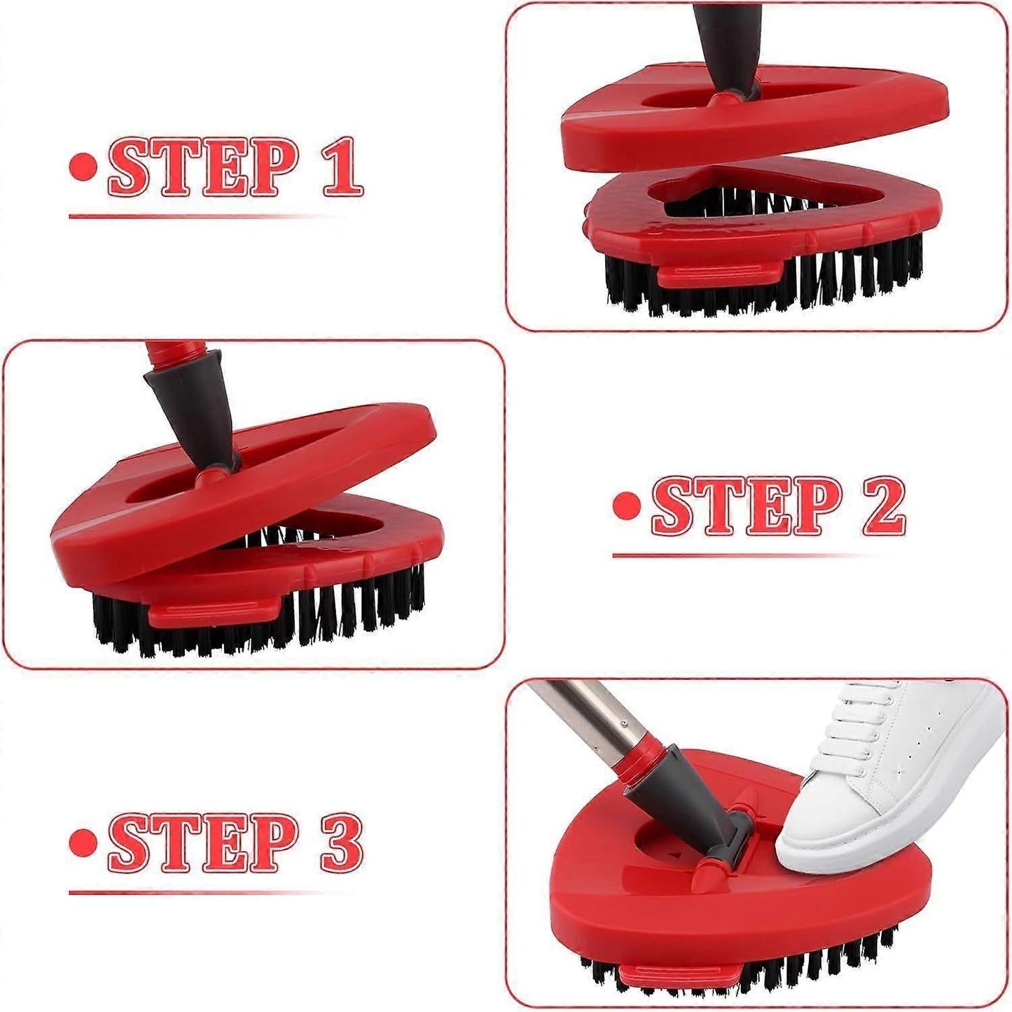 Mop Heads Replacement Scrubbing Brush Mop Head for Vileda Turbo Spin Mop, Hard Bristle Carpet Brush Cleaning Brush for Bathroom Garage Kitchen1x Brush 1x Brush Red.