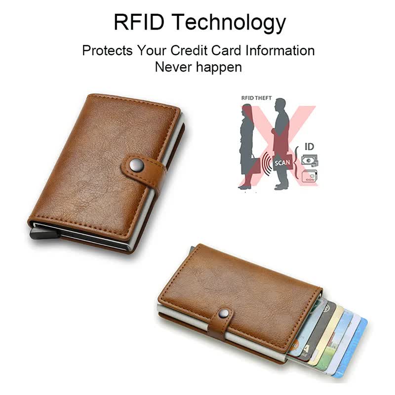Carbon Fiber Credit Card Holder Wallet Men RFID Smart Metal Thin Slim Pop Up Minimalist Wallet Small Black Wallet Metal Vallet Blue