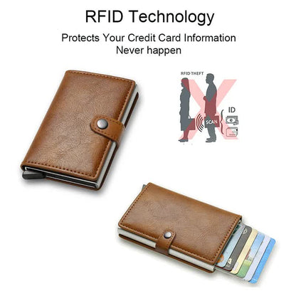 Carbon Fiber Credit Card Holder Wallet Men RFID Smart Metal Thin Slim Pop Up Minimalist Wallet Small Black Wallet Metal Vallet Blue