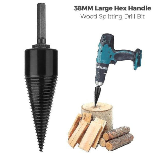 Industrial wood drill bits, wood cones, hexagonal shank, wood splitter, screw splitter, 38 mm.