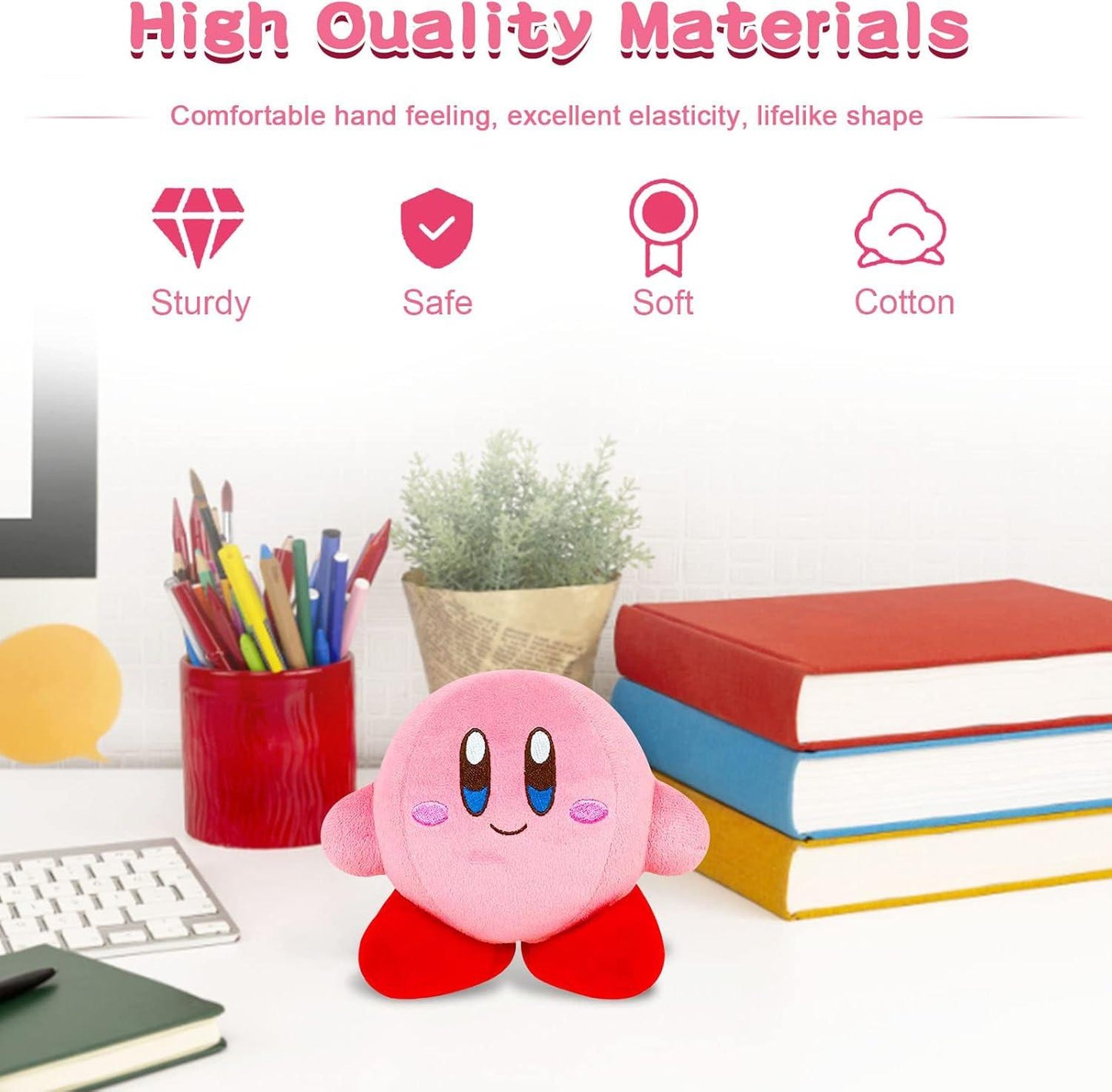Kirby Plush Toy Pink Kirby Stuffed Animal Plush Toys Kirby Doll Figure Kirby Plush Anime Game Kirby Soft Sleeping Pillow Gift Toy for Girls Boys.