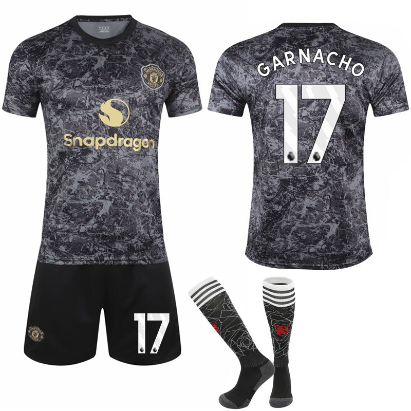 2024-2025 Manchester United Special Edition Black Football Kit for Kids Adult No.17 GARNACHO—max No.17 GARNACHO S