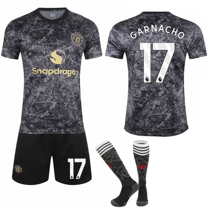 2024-2025 Manchester United Special Edition Black Football Kit for Kids Adult No.17 GARNACHO—max No.17 GARNACHO S